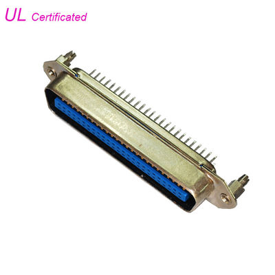 DIP Type Male PCB Right Angle 50 Pin Centronics Connector With Board Locks