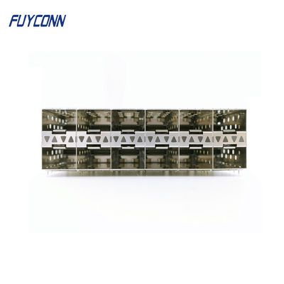 240 Pin SFP+ Fiber Optic Connector 2x6 Dual Port with Light Pipe