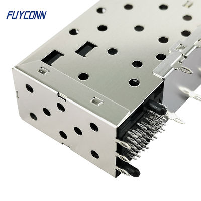 2x1 2 Port SFP+ Connector 40 Pin Female PCB Mount with Light