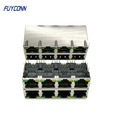 Phosphor Bronze 2x4 8 Cổng 64 Pin Đầu nối Jack RJ45 PCB Nữ