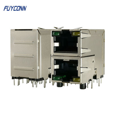 2x1 2 cổng Đèn LED 16 chân Đầu nối RJ45 Nữ cho mạng