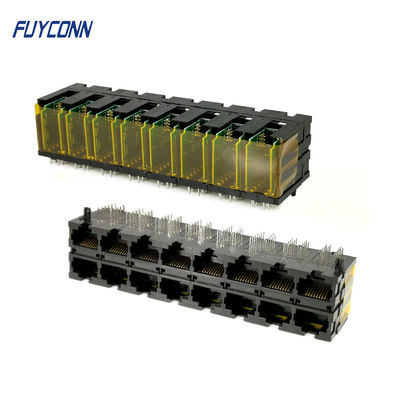 Cổng PCB 2x8 16 * 10P 160 Chân kết nối RJ45 với thiết bị đầu cuối góc phải