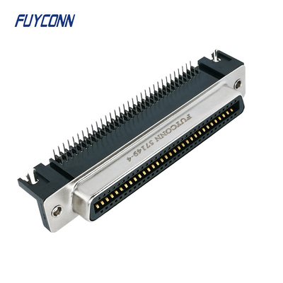Góc phải PCB Nữ DDK Amphenol Đầu nối Centronics 64 chân